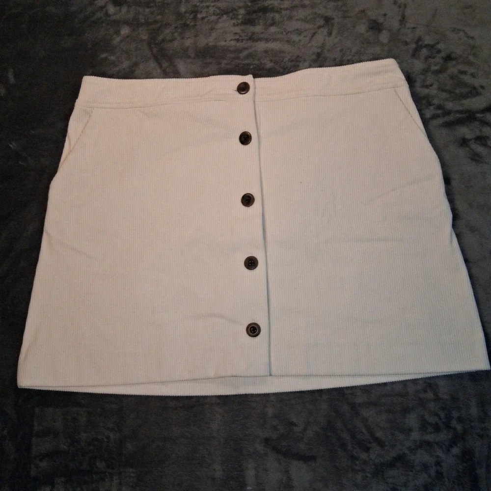 NWT Melrose and‎ Market Corduroy Mini Skirt Womens XL Cream Button Front Pocket